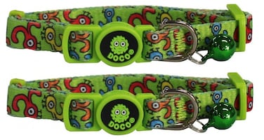 Pack of 2 DOCO&reg; LOCO Cat Collar Pattern Printed (DCAT002)[Texture - Green Monster]