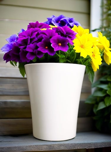 Vibrant White Plastic Flower Pot &ndash; Durable and Stylish Plant Container for Indoor &amp; Outdoor Use ( 3 PCs, Medium )