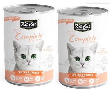 Pack of 2 Kit Cat Complete Cuisine Chicken And Salmon In Broth 150g