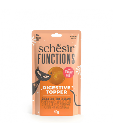 Schesir Functions Cat Pouch Digestive Topper Pumpkin With Wheat Grass 40g