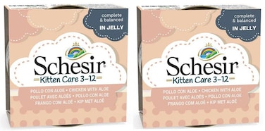 Pack of 3 Schesir Kitten Care- Can In Jelly 3-12 Chicken with Aloe Wet Food 85g