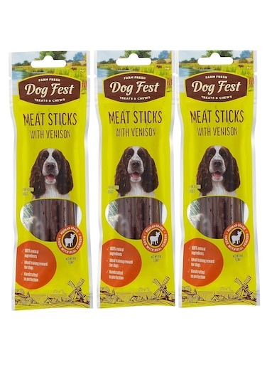 Pack of 3 Dog Fest Meat Sticks With Vension For Adult Dogs[Weight - 45g]
