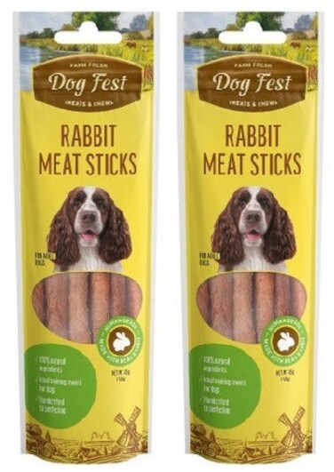 Pack of 2 Dog Fest Rabbit Meat Sticks For Adult Dogs - 45g (1.59oz)