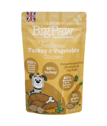 طعام الكلاب الرطب التقليدي المصنوع من الديك الرومي والخضروات من ليتل بيج باو 150 جرام