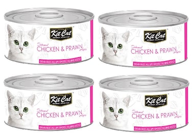 Pack of 4 Kit Cat Chicken &amp; Prawn 80g