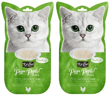 Pack of 2 Kit Cat Purr Puree Plus+ Chicken &amp; Collagen Care 60g