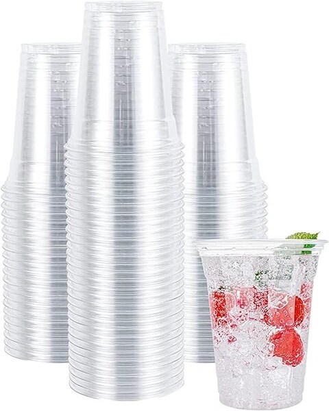 Vsell24&trade; 1000PC Disposable Drinking Plastic Cup 10oz For Smoothie Coffee Water Juice Cups With Flat Lid Clear&hellip;