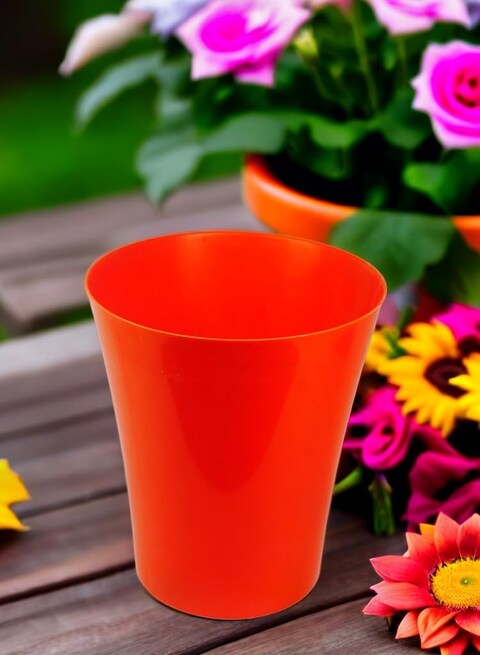 Vibrant Red Plastic Flower Pot &ndash; Durable and Stylish Plant Container for Indoor &amp; Outdoor Use ( 3 PCs, Small )