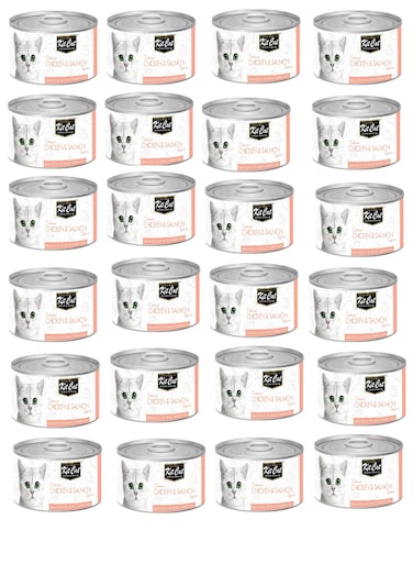 24PC Kit Cat Chicken And Salmon Toppers Cat Wet Food 80g