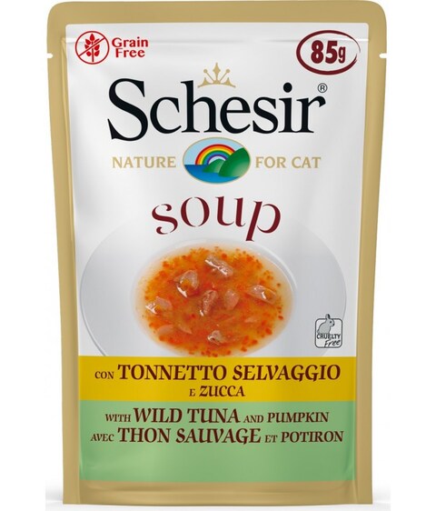 Pack of 3 Schesir Cat Wet Soup-With Wild Tuna and Pumpkin[Weight - 85g]
