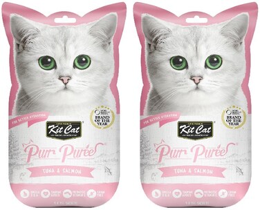 Pack of 2 Kit Cat Purr Puree Tuna &amp; Salmon 60g