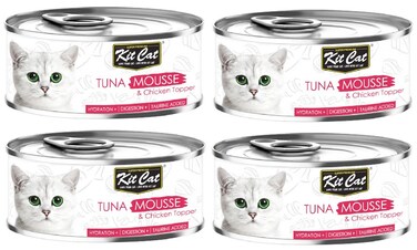 Pack of 4 Kit Cat Tuna Mousse with Chicken Topper 80g