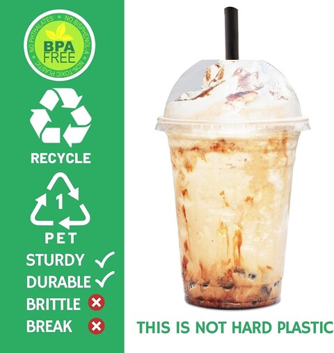 Vsell24&trade; 500PC Disposable Drinking Plastic Cup 18oz For Smoothie Coffee Water Juice Cups With Dome Lid Clear&hellip;