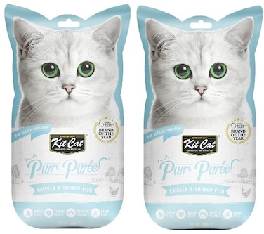 Pack of 2 Kit Cat Purr Puree Chicken &amp; Smoked Fish