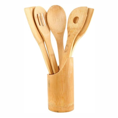Premium Bamboo Kitchen Utensil Set with Holder &ndash; Eco-Friendly, Durable, and Heat-Resistant Tools