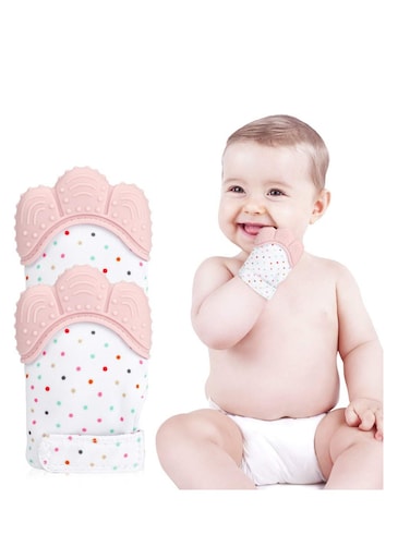 Pink Colur Baby Chewable Teething Mitten Hand Glove