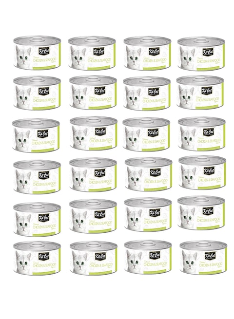 24PC Kit Cat Chicken And Seafood Topper Wet Food For Cats 80g