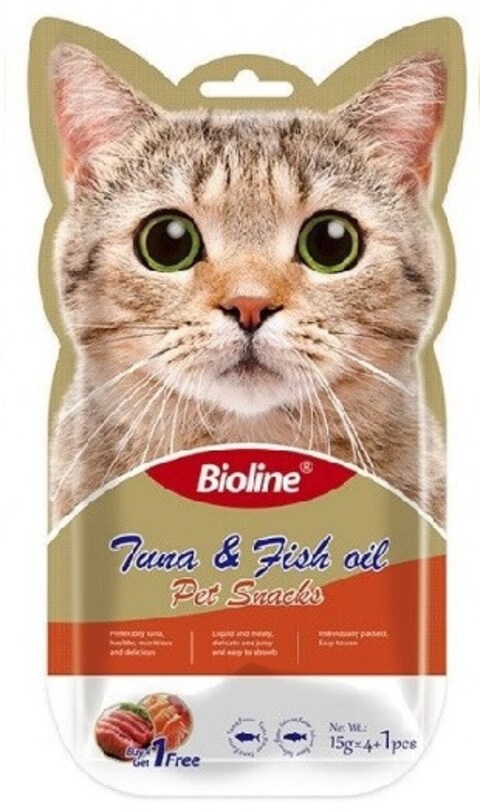 Bioline Cat Treats - 5x15g[Flavor - Tuna &amp; Fish]