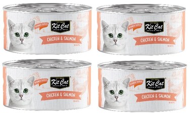 Pack of 4 Kit Cat Chicken &amp; Salmon 80g