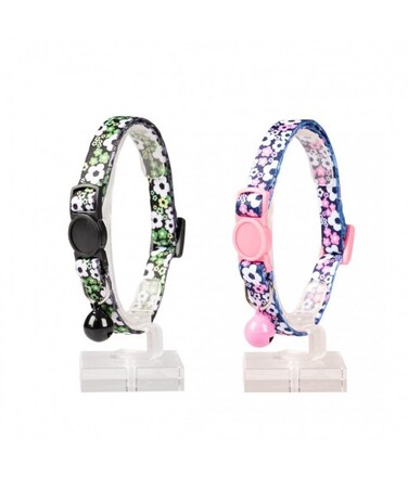 Pack of 2 Duvo Cat Collar Nylon Mixed Colors 20 - 30cm / 10mm[Texture - Flowers]