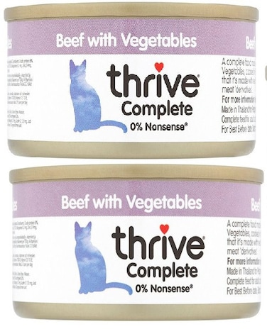 Pack of 2 Thrive Complete Beef with Vegetables Wet Cat Food 75g