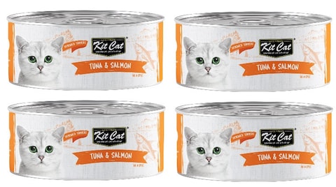 Pack of 4 Kit Cat Tuna &amp; Salmon 80g