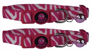 Pack of 2 DOCO&reg; LOCO Cat Collar Pattern Printed (DCAT002)[Texture - Pink Zebra]