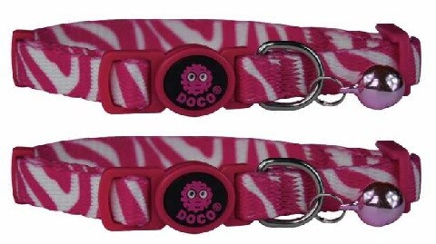 Pack of 2 DOCO&reg; LOCO Cat Collar Pattern Printed (DCAT002)[Texture - Pink Zebra]