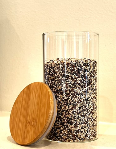 Glass Storage Jar with Bamboo Lid &ndash; Airtight, Eco-Friendly, and Stylish Kitchen Organizer ( 1400 ML )