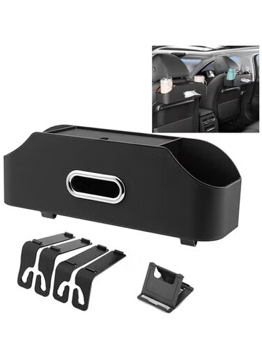 Car Back Seat Organizer with 2 Drink Cup Holders,Multifunctional Storage Box for Vehicles,Suitable for Kids and Adults,Car Travel Accessories (Color : Brown)