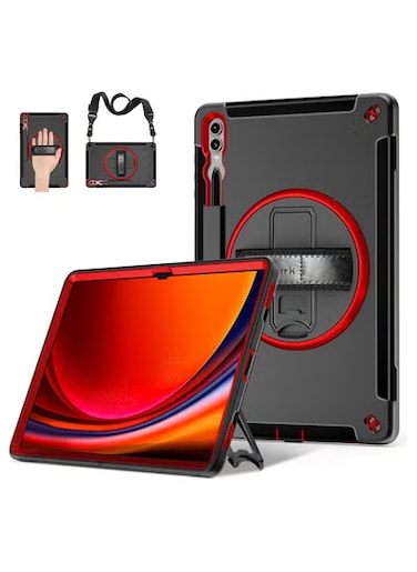 Case for Galaxy Tab S10 Ultra 2024: Military Grade Shockproof Case with Hand/Shoulder Strap-S Pen Holder-Rotating Kickstand for Samsung Galaxy S9 Ultra 14.6 Inch Blue