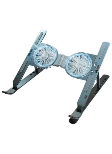 Adjustable Laptop Stand Cooling Holder with 2 Fans Quiet Thin Folding for Pad Notebook 12-17in Silver/Gray Computer Screen White Black