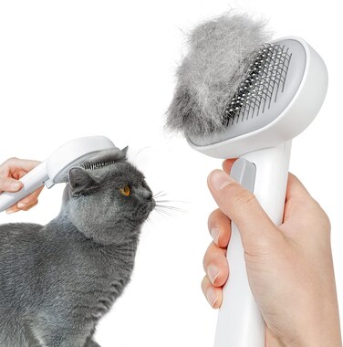 Radiotronics Cat Brush for Shedding and Grooming, Self Cleaning Slicker Brush for Short or Long Haired Cats, Pet Dog Hair Brush for Puppy Kitten