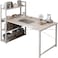 Radiotronics Computer Desk Table with Shelves 120x48cm, 4 Tier Study Table with Bookshelf Desk Storage Reversible Study Table Office Corner Desk with Shelves