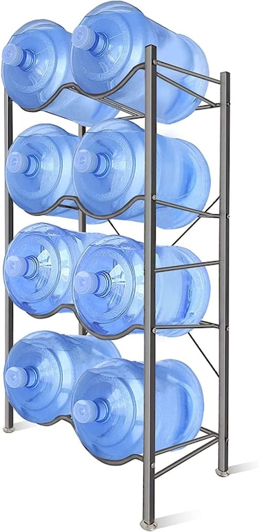 Water Bottle Storage Stand 4 Tier, Water Jug Rack 8 Bottles of 5 Gallons Shelf Heavy Duty for Office Home Gym, Easy To Assemble