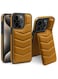 iPhone 15 Pro Leather Case, Puffer Adjustable Stand [Compatible with Magsafe] Soft Puffy Quilted Leather Full Body Shockproof Protective Phone Case for 15 Pro 6.1 inch (Brown)