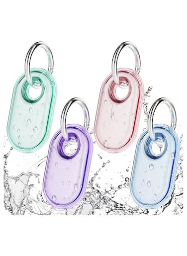4-Pack for Samsung Smart tag 2 Case with Key Ring, Anti-Scratch Protective Holder for Backpacks, Car, Luggage, Pets (Green/Pink/Blue/Purple)