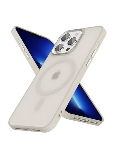 iPhone 13 Pro Max Case Compatible with Magsafe, Thin Slim Hard Shell Plastic &amp; Shockproof Silicone Bumper, Off white