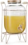 Glass Beverage Dispenser With Stand/ Dispenser with Tap &amp; Air Tight Barrel with Water Faucet/Cold Water Pitcher for Detox Water, Lemonade - 4 Liter