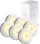 6 Packs Motion Sensor Light, Cordless Battery-Powered LED Night Lights for Hallway Bathroom Bedroom Kitchen, Closet Lights Stair Puck Lighting