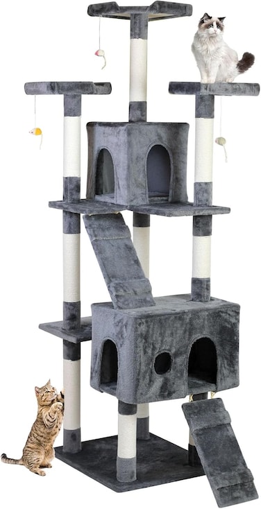 Cat Tree Tower｜Durable Cat Condo with Sisal Scratching Posts｜Cozy Cat House,｜Ladder &amp; Resting Platforms for Indoor Use   Assembly accessories