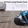 1800W Vacuum Cleaner 2.5L Dust Cup 16Kpa Cyclone Filtration Canister Bagless Vacuum Cleaner Washable Filter for Pet Hair, Carpet, Tile, 220V, 15K0A-Blue