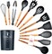 11Pcs Silicone Kitchen Cooking Utensils Set, Heat-Resistant Wooden Utensils/Premium Handles for Cooking &amp; Baking