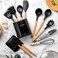 Silicone Cooking Utensil Set,Silicone Kitchen Utensil Set-13pcs,Wooden Handles Utensils Tool for Nonstick Cookware,Non Toxic Heat Resistant