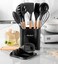 Silicone Cooking Utensil Set,Silicone Kitchen Utensil Set-13pcs,Wooden Handles Utensils Tool for Nonstick Cookware,Non Toxic Heat Resistant