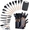 19-Piece Silicone Kitchen Utensil Set &ndash; Heat-Resistant Cooking Tools with Wooden Handles - Nonstick &amp; BPA-Free Stainless Steel Kitchen Utensil Set with Holder