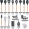 33 Pcs Silicone Cooking Utensils Kitchen Utensil Set - 446&deg;F Heat Resistant,Turner Tongs, Spatula, Spoon, Brush, Whisk, Wooden Handle Gray Kitchen Gadgets