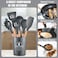 33 Pcs Silicone Cooking Utensils Kitchen Utensil Set - 446&deg;F Heat Resistant,Turner Tongs, Spatula, Spoon, Brush, Whisk, Wooden Handle Gray Kitchen Gadgets