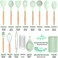 35 pcs Non-Stick Silicone Cooking Kitchen Utensils Spatula Set with Holder, Wooden Handle Silicone Kitchen Heat Resistant Gadgets Utensil Set (Green)