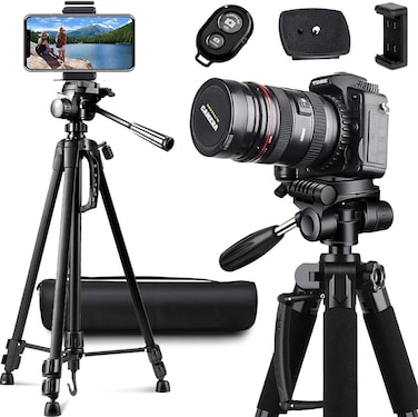 170CM Aluminum Tripod for Camera Mobile, 360&deg;Panoramic Shot Camera Stand with Carry Bag &amp; Wireless Remote &amp; Phone Holder